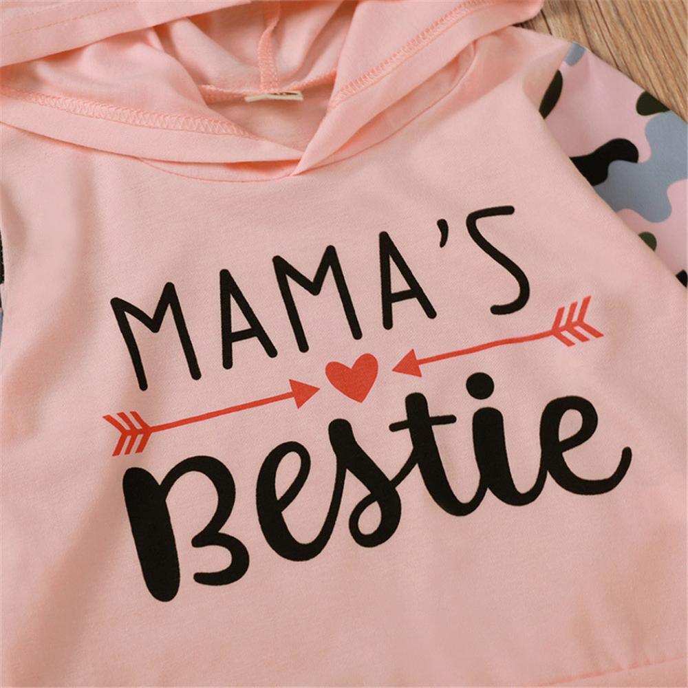 Baby Girls Camo Mama's Bestie Hooded Long Sleeve Sets Baby Wholesale Clothes