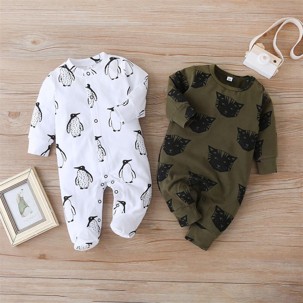 Baby Cartoon Animal Printed Long Sleeve Casual Rompers