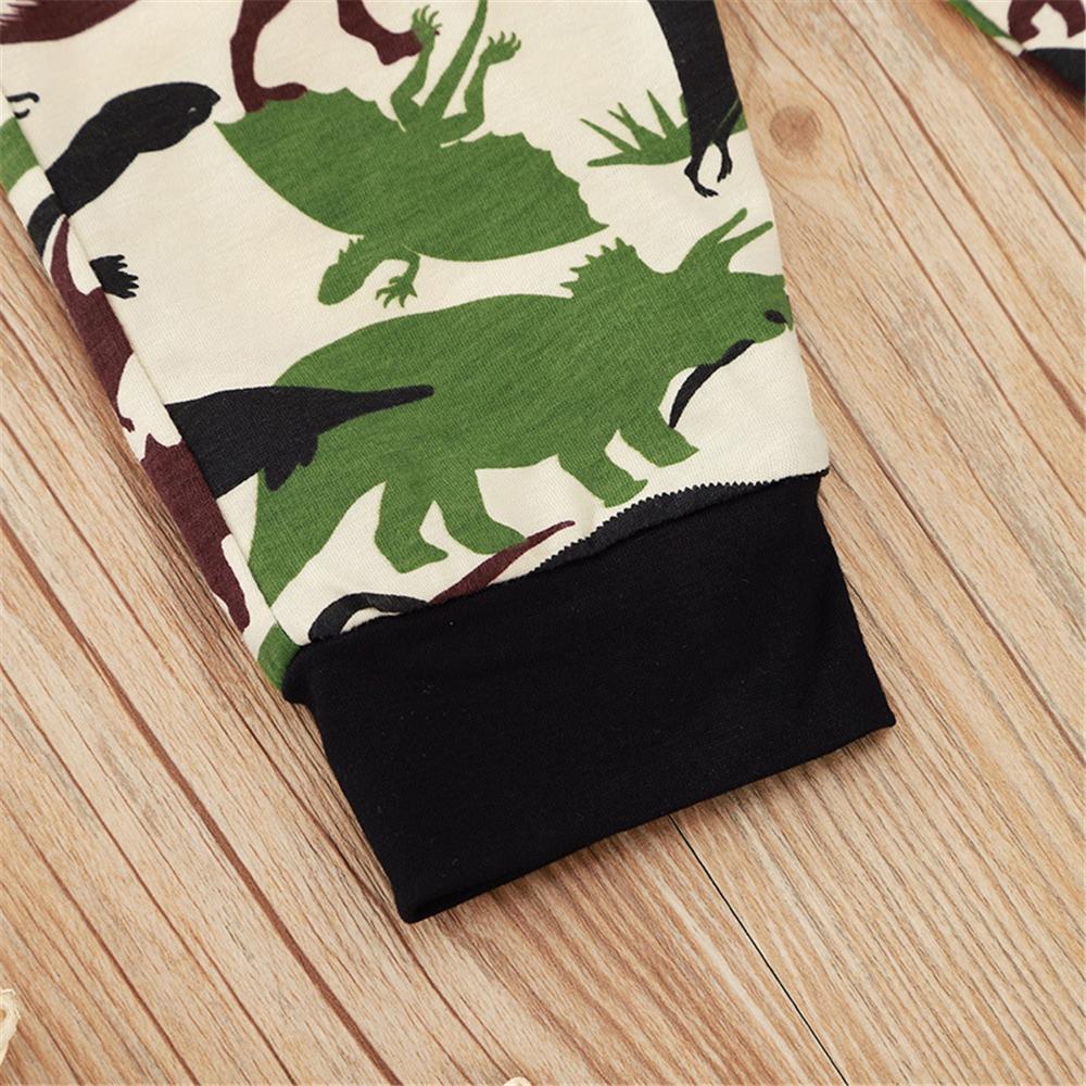 Baby Boys Cartoon Dinosaur Letter Printed Top & Pants Wholesale Boys Suits