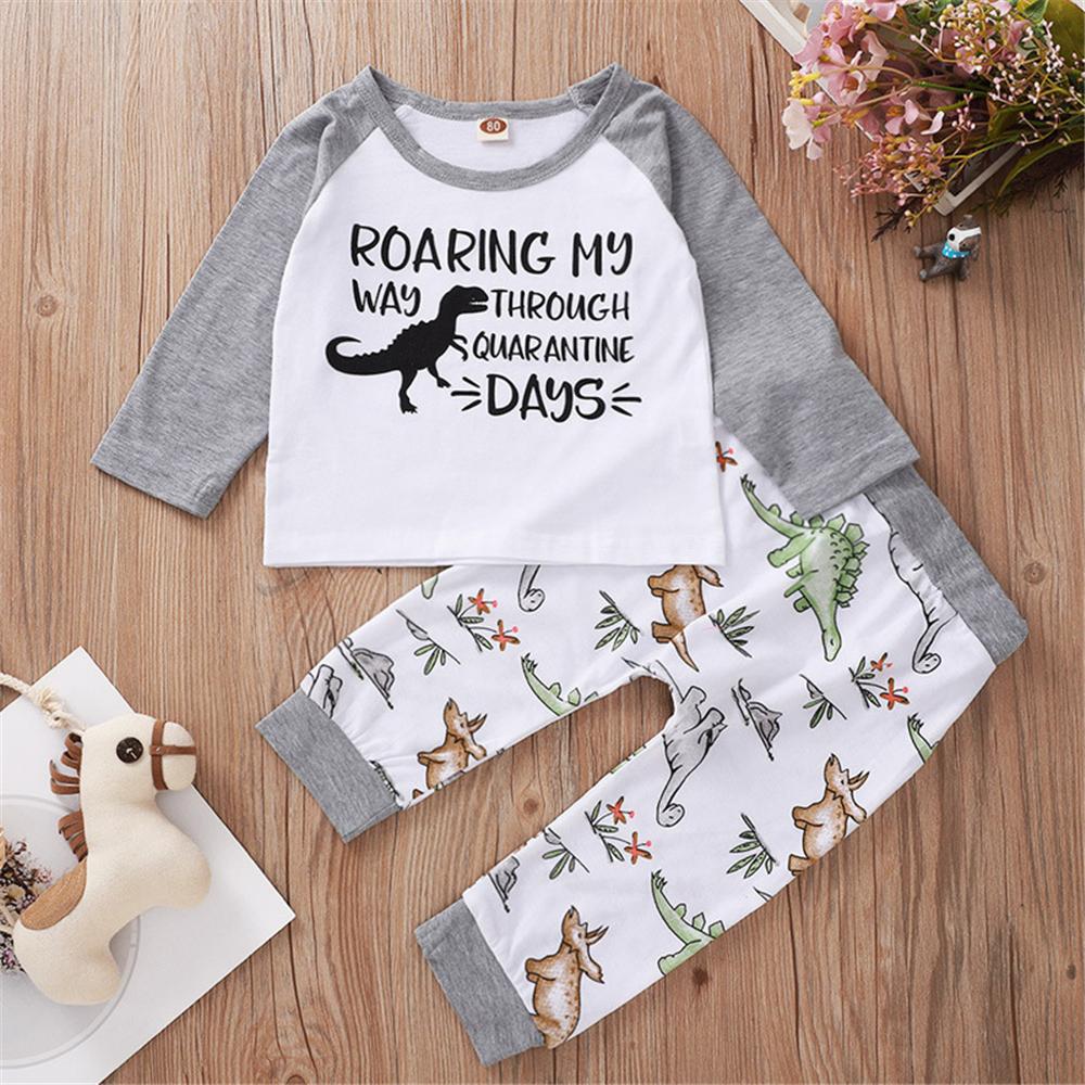 Baby Boys Cartoon Dinosaur Printed T-shirt & Pants Wholesale Baby Outfits