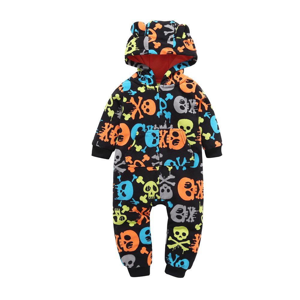 Baby Boys Cartoon Long Sleeve Hooded Romper Baby Clothes Cheap Wholesale