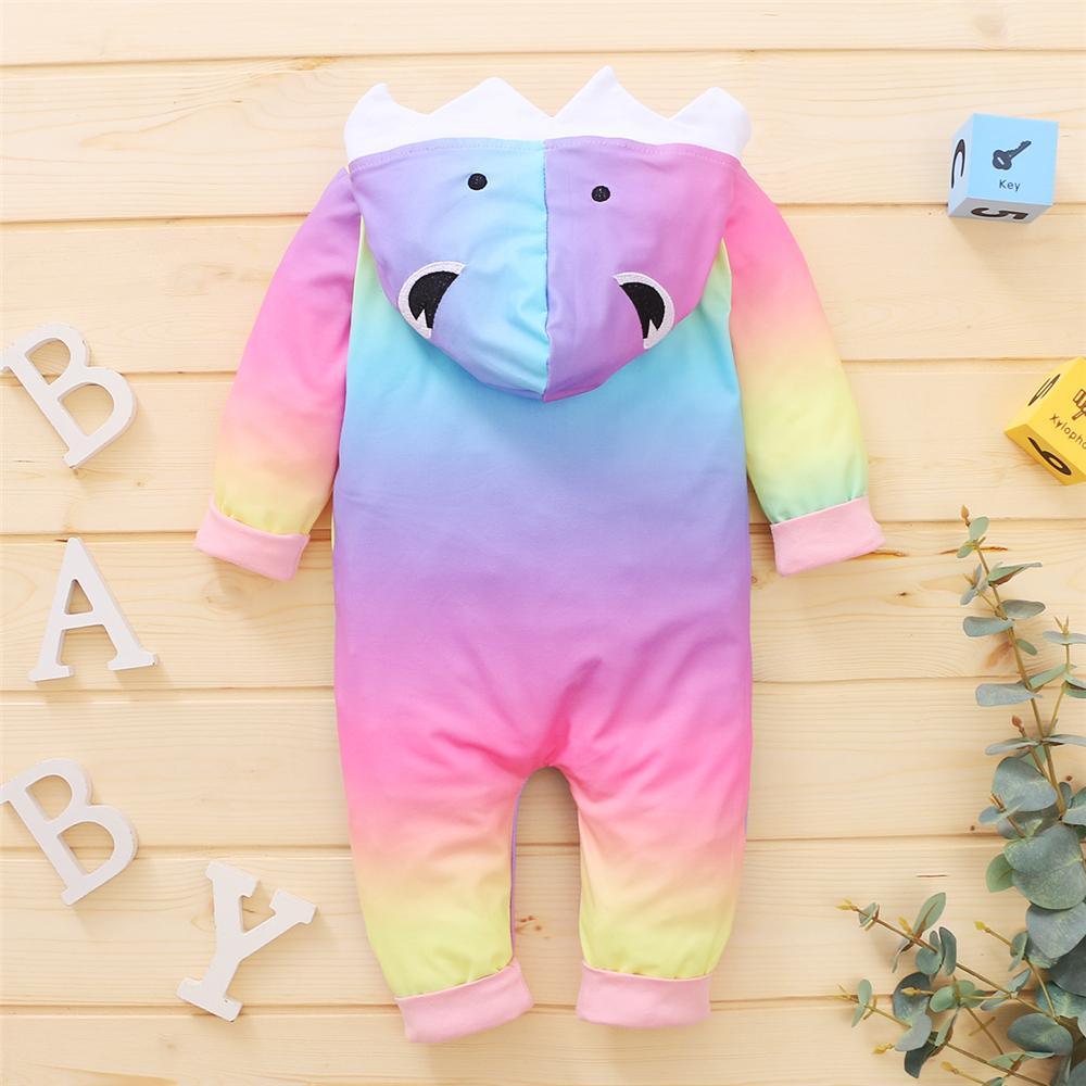 Baby Cartoon Long Sleeve Tie Dye Hooded Zipper Romper Baby Clothing Wholesale Distributors