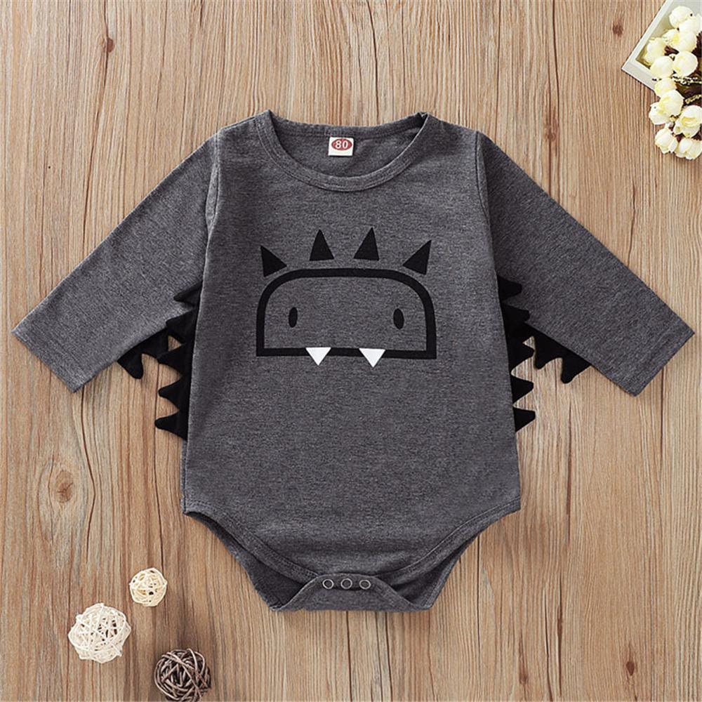 Baby Boys Cartoon Monster Long Sleeve Romper Cheap Baby Clothes In Bulk