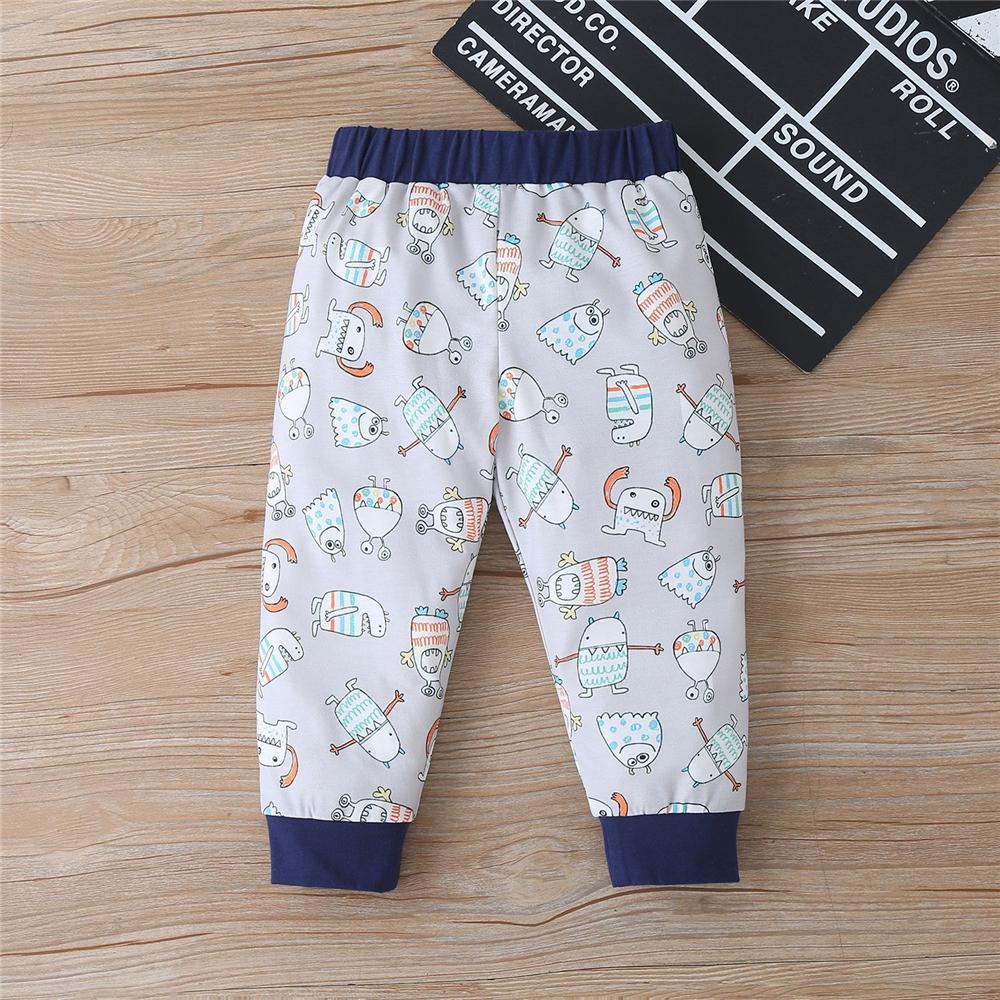 Baby Boys Cartoon Printed Hooded Long Sleeve Top & Pants Boys Casual Suits