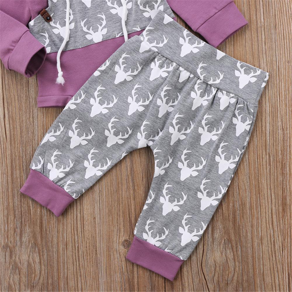 Baby Girls Cartoon Printed Long Sleeve Hooded Jumper & Trousers