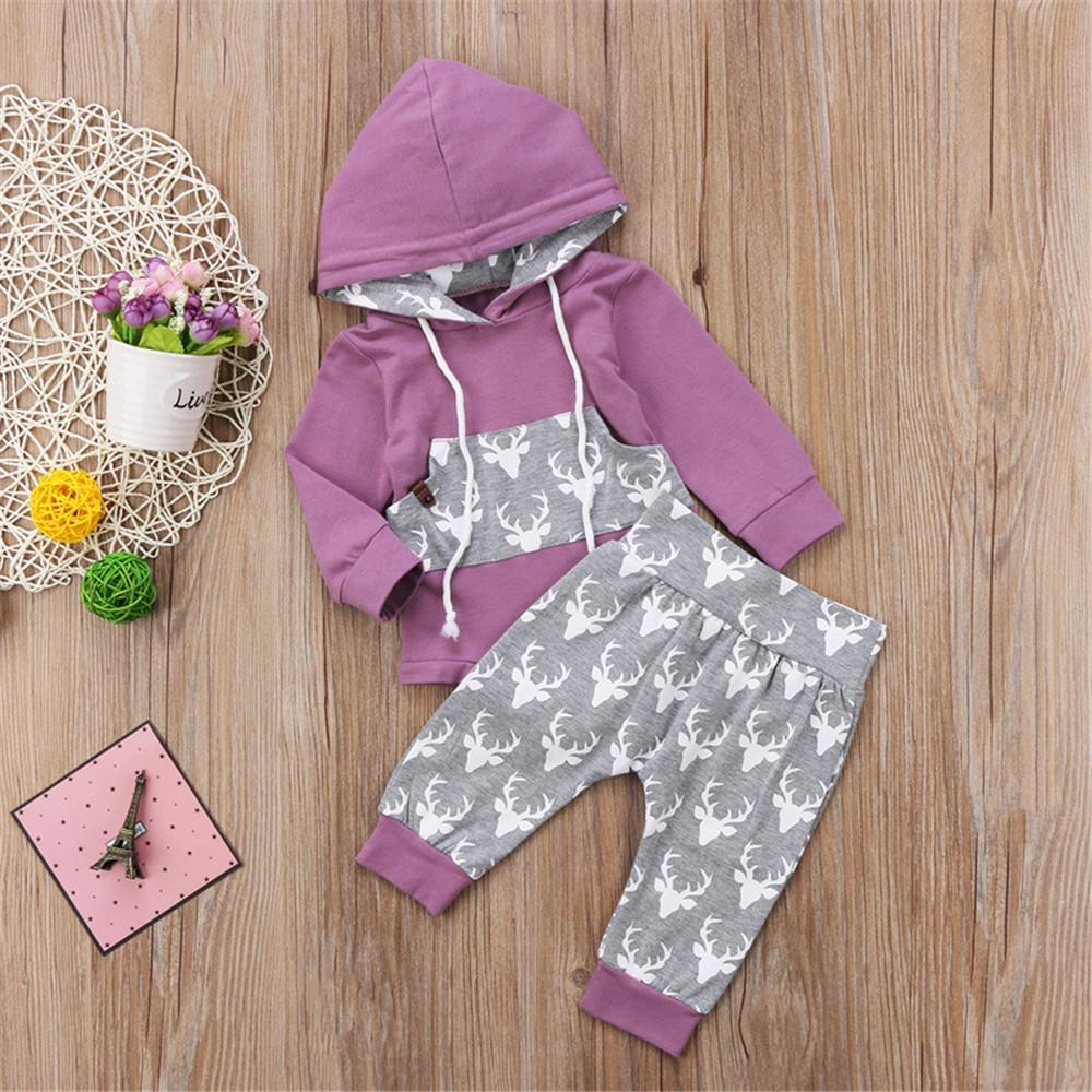 Baby Girls Cartoon Printed Long Sleeve Hooded Jumper & Trousers