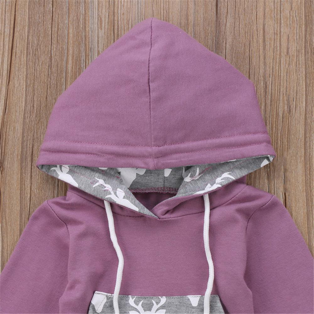 Baby Girls Cartoon Printed Long Sleeve Hooded Jumper & Trousers