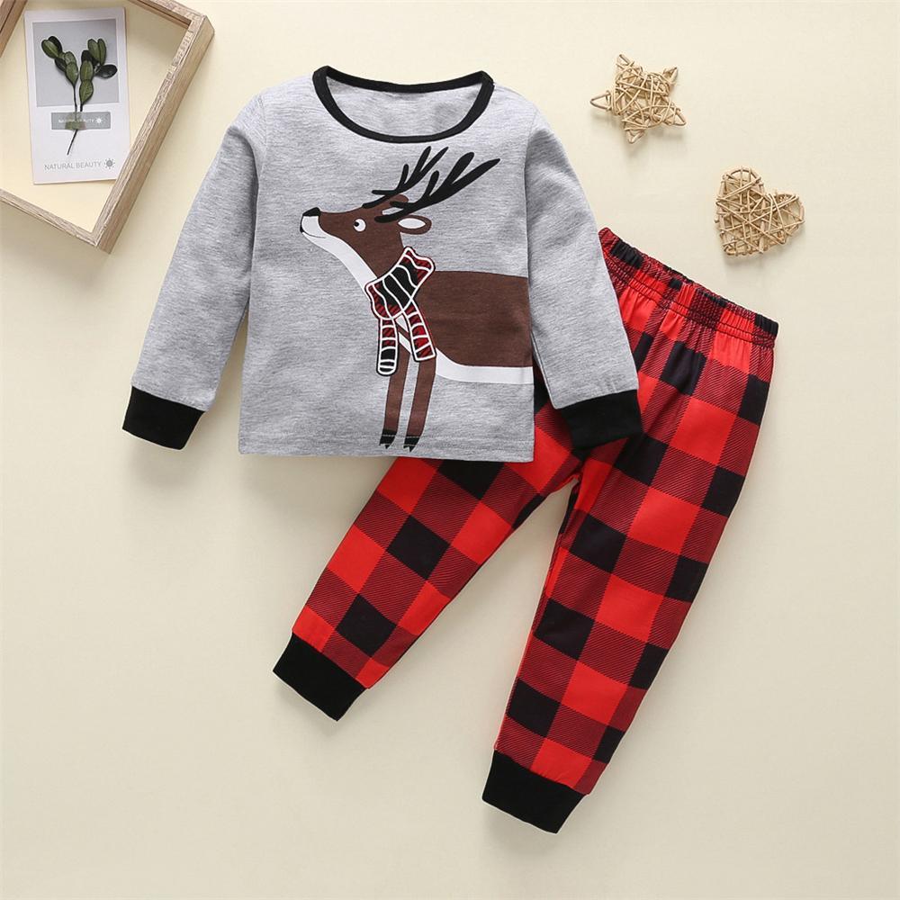 Baby Boys Cartoon Top & Plaid Pants Wholesale Toddler Boy Clothes