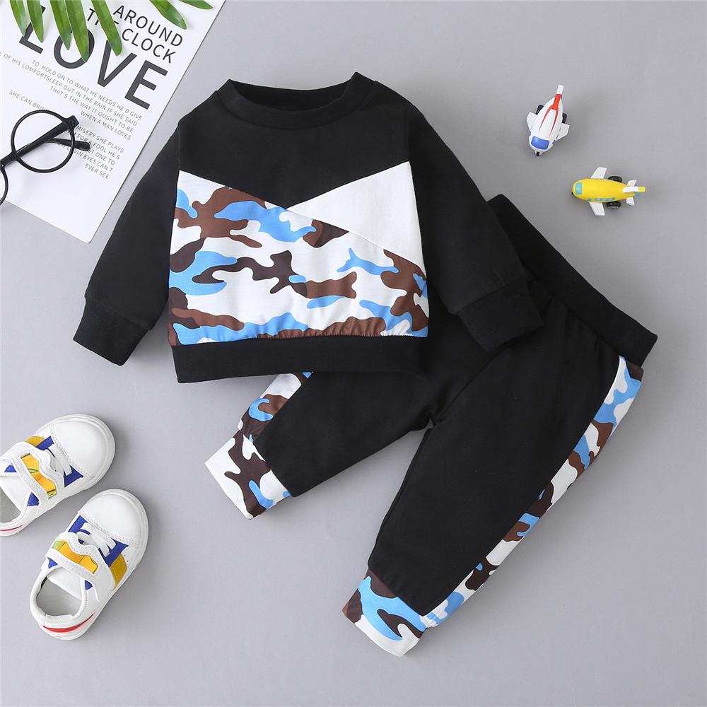 Baby Boys Casual Camo Long Sleeve Pullover & Pants Kids Wholesale Clothing