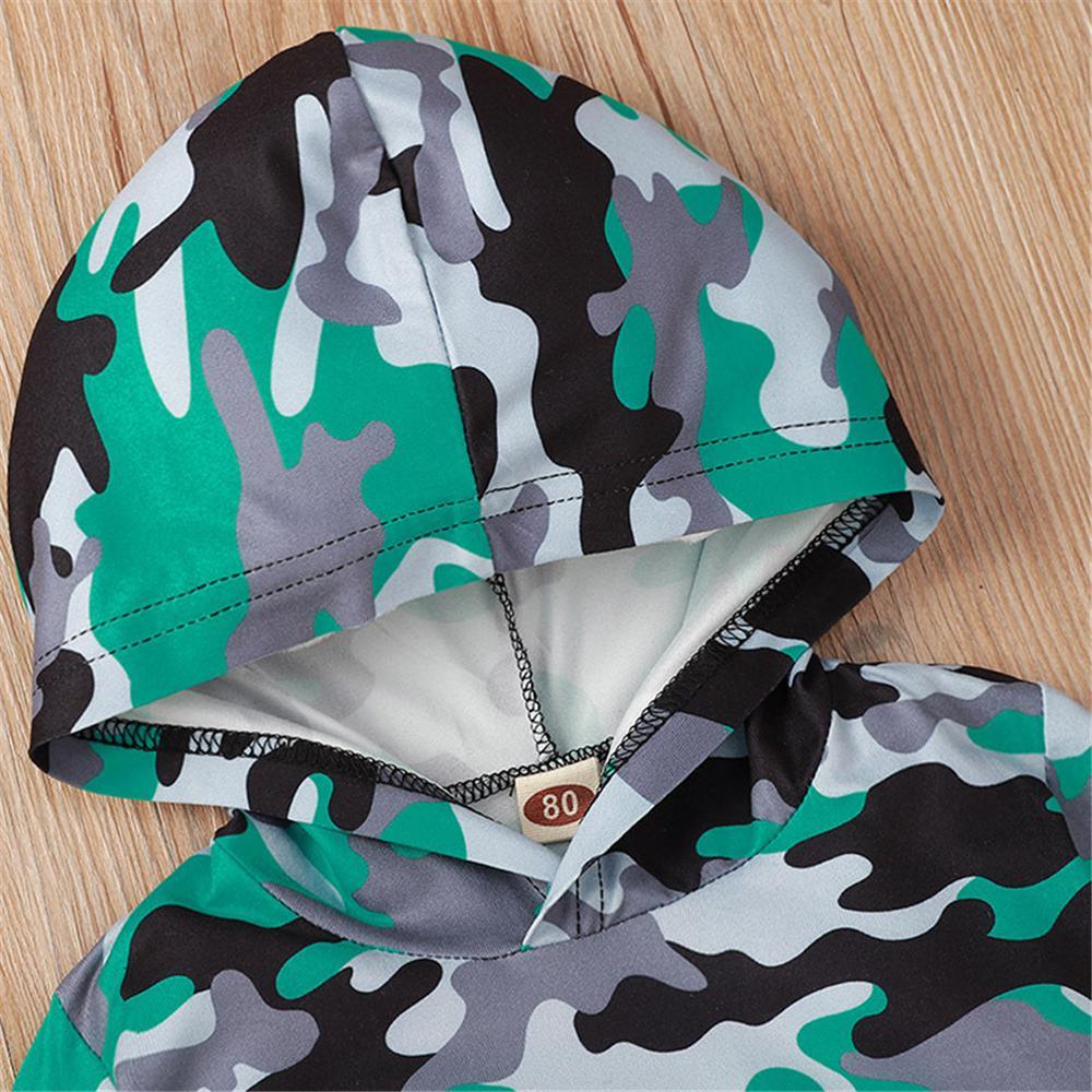 Baby Casual Hooded Long Sleeve Camo Printed Tracksuit Baby Wholesale Clothing