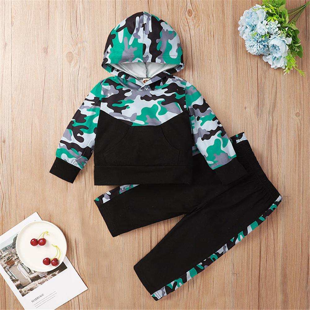 Baby Casual Hooded Long Sleeve Camo Printed Tracksuit Baby Wholesale Clothing