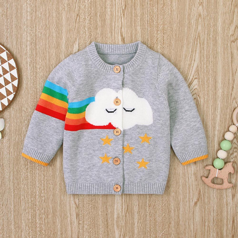 Baby Girls 4PCS Cloud Rainbow Print Long Sleeve Sweaters