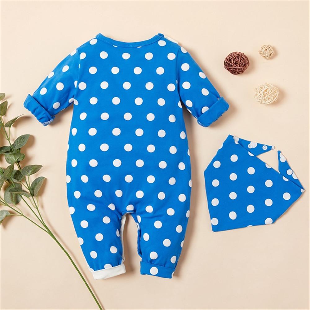 Baby Boys Cool Whale Cartoon Polka Dot Rompers &  Bibs