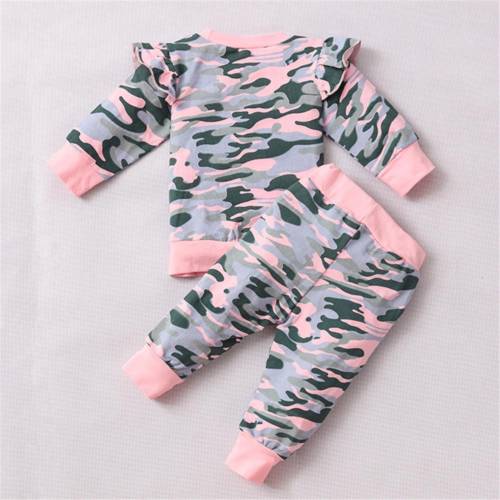 Baby Girls Crew Neck Long Sleeve Camo Top & Pants Baby Clothes Warehouse