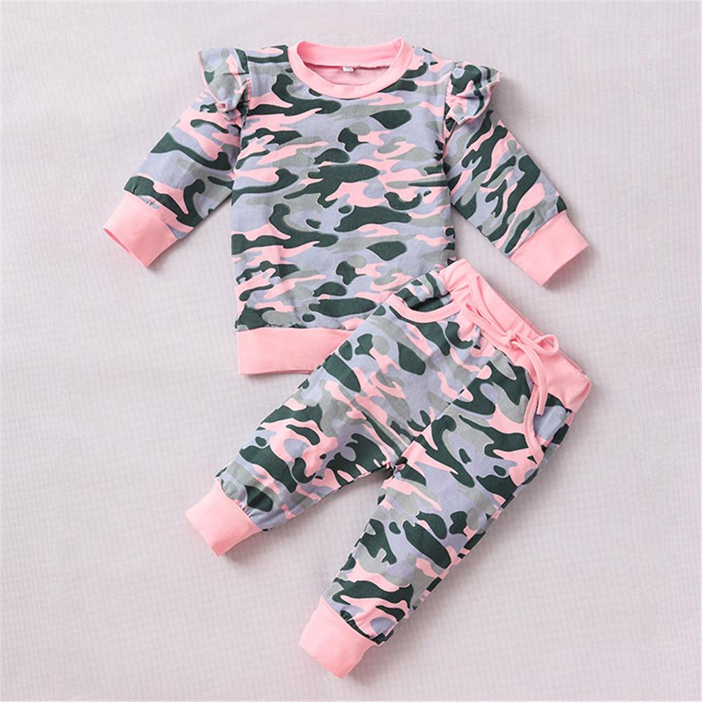 Baby Girls Crew Neck Long Sleeve Camo Top & Pants Baby Clothes Warehouse