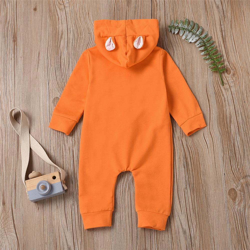 Baby Cute Hooded Long Sleeve Solid Button Romper Babywear Wholesale