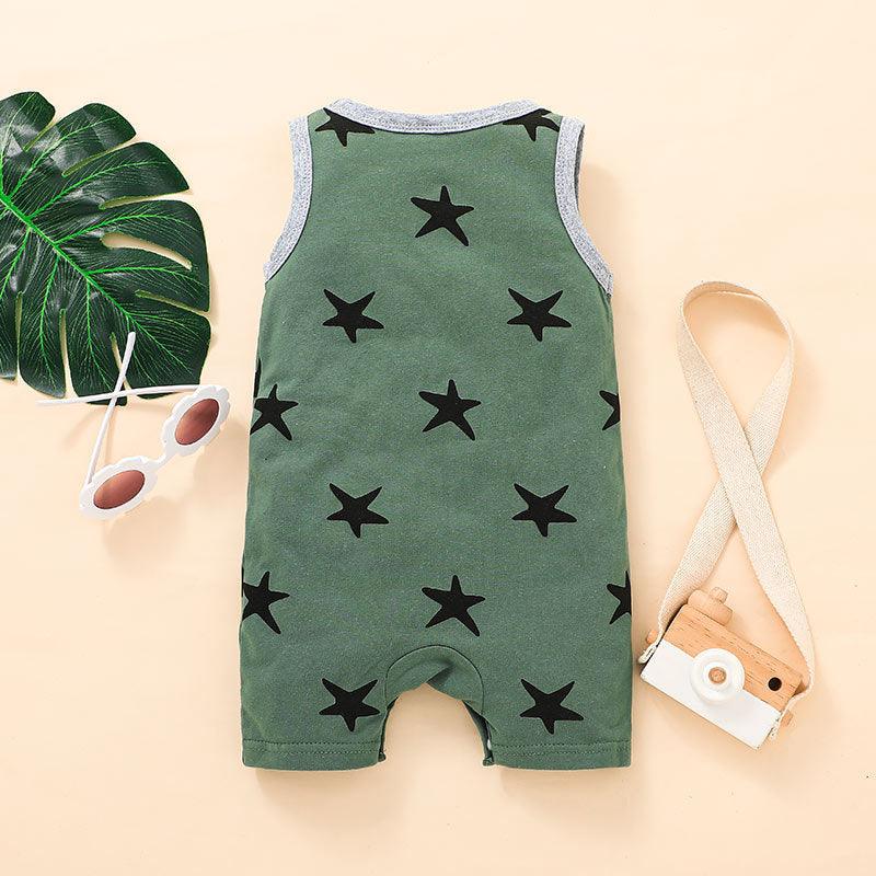 Baby Boy Sleeveless Star Print Bodysuit Baby Boy Romper Jumpsuit