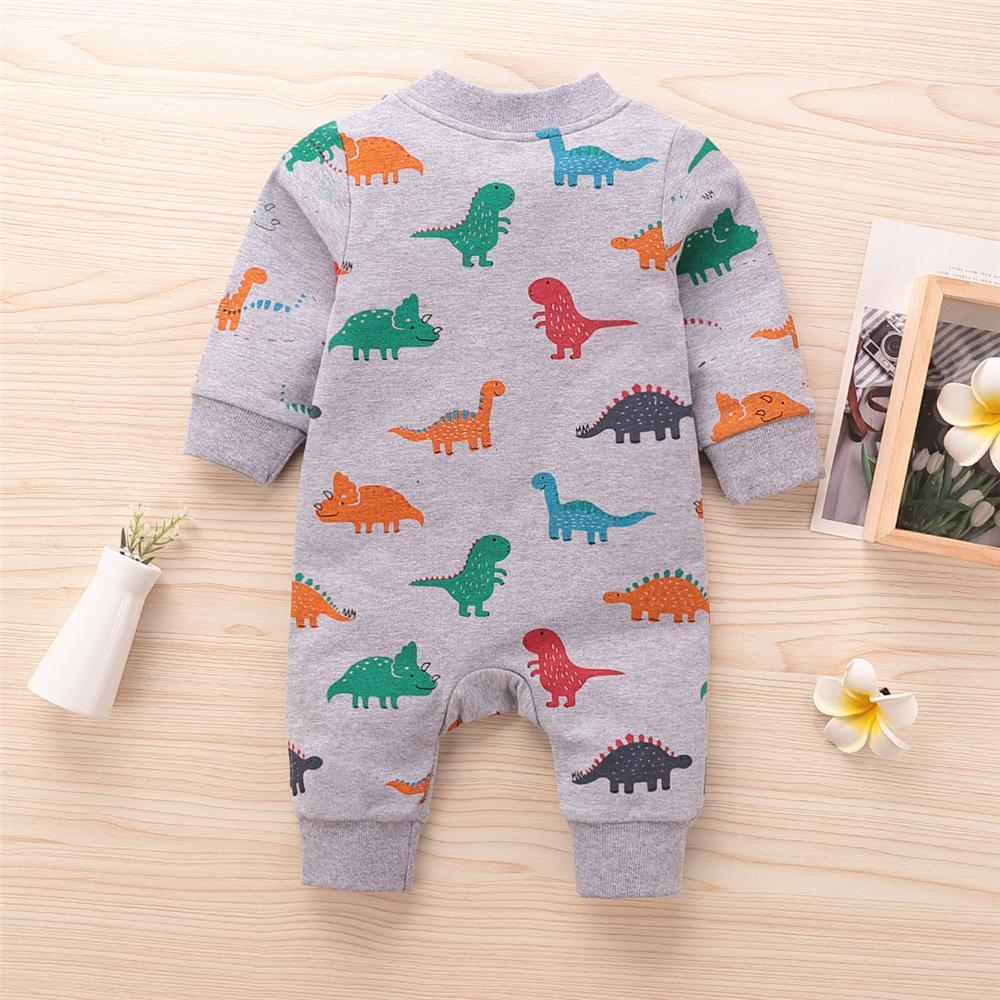 Baby Boys Dinosaur Long Sleeve Zipper Romper Wholesale Baby Outfits