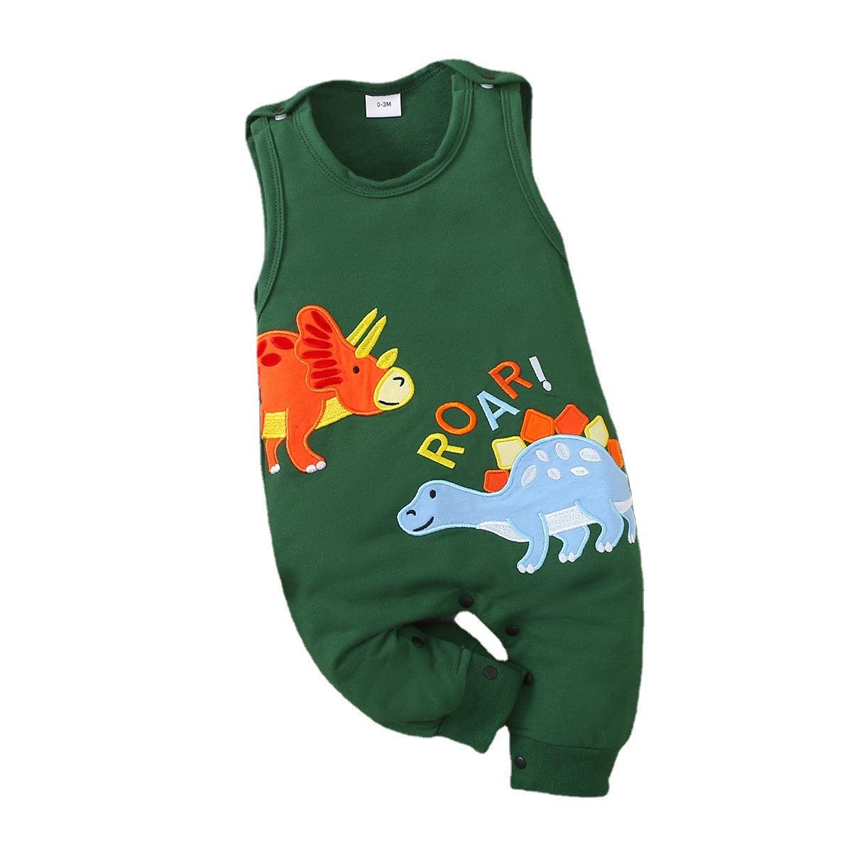 Baby Boy Sleeveless Cartoon Dinosaur Romper Baby One Piece Jumpsuit