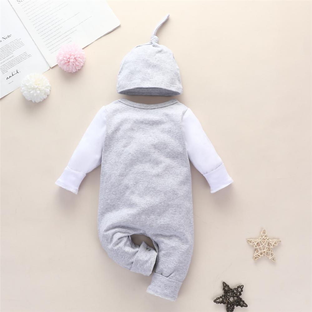 Baby Boys Elephant Long Sleeve Romper & Hat Wholesale Baby Rompers