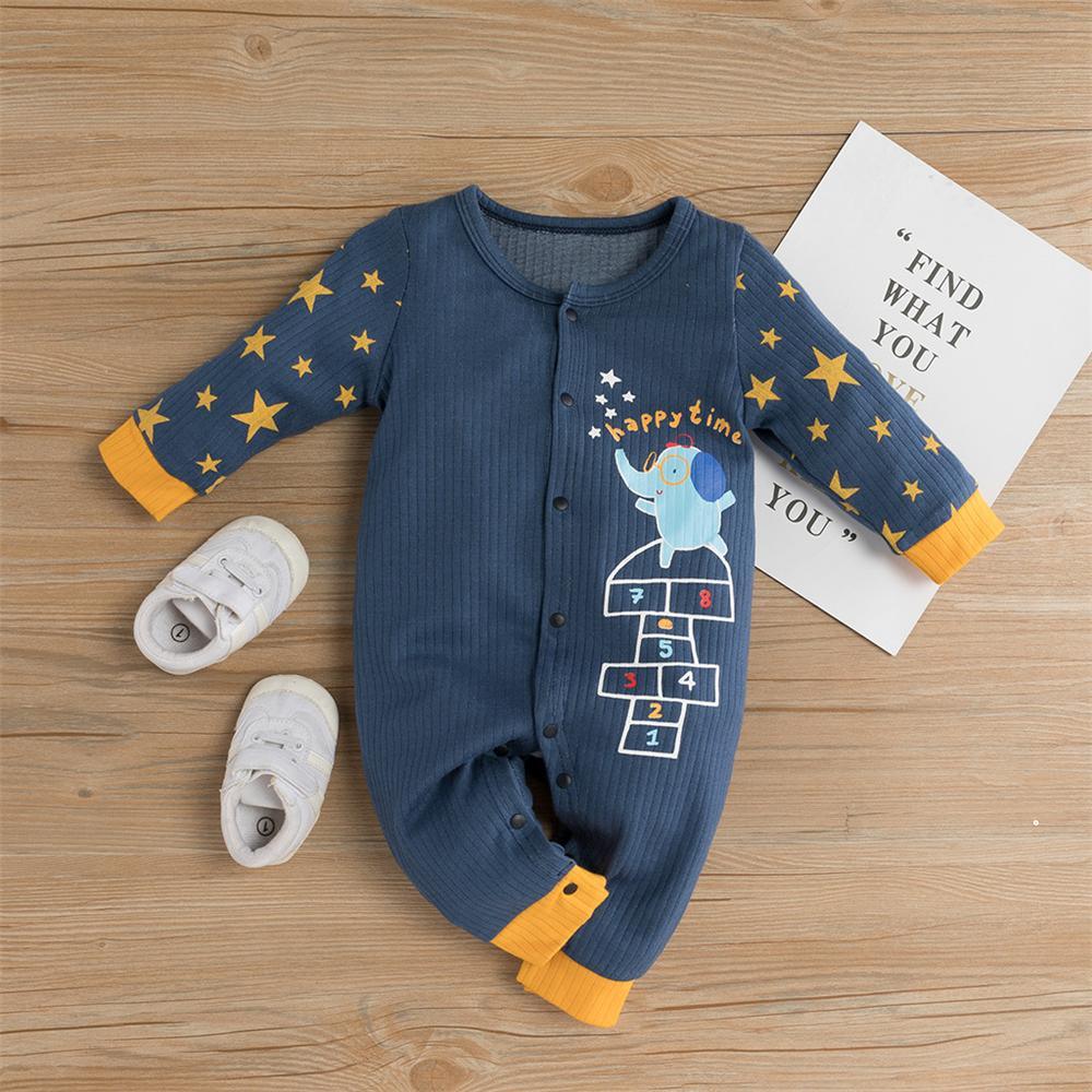 Baby Boys Elephant Star Long Sleeve Romper Cheap Baby Clothes In Bulk