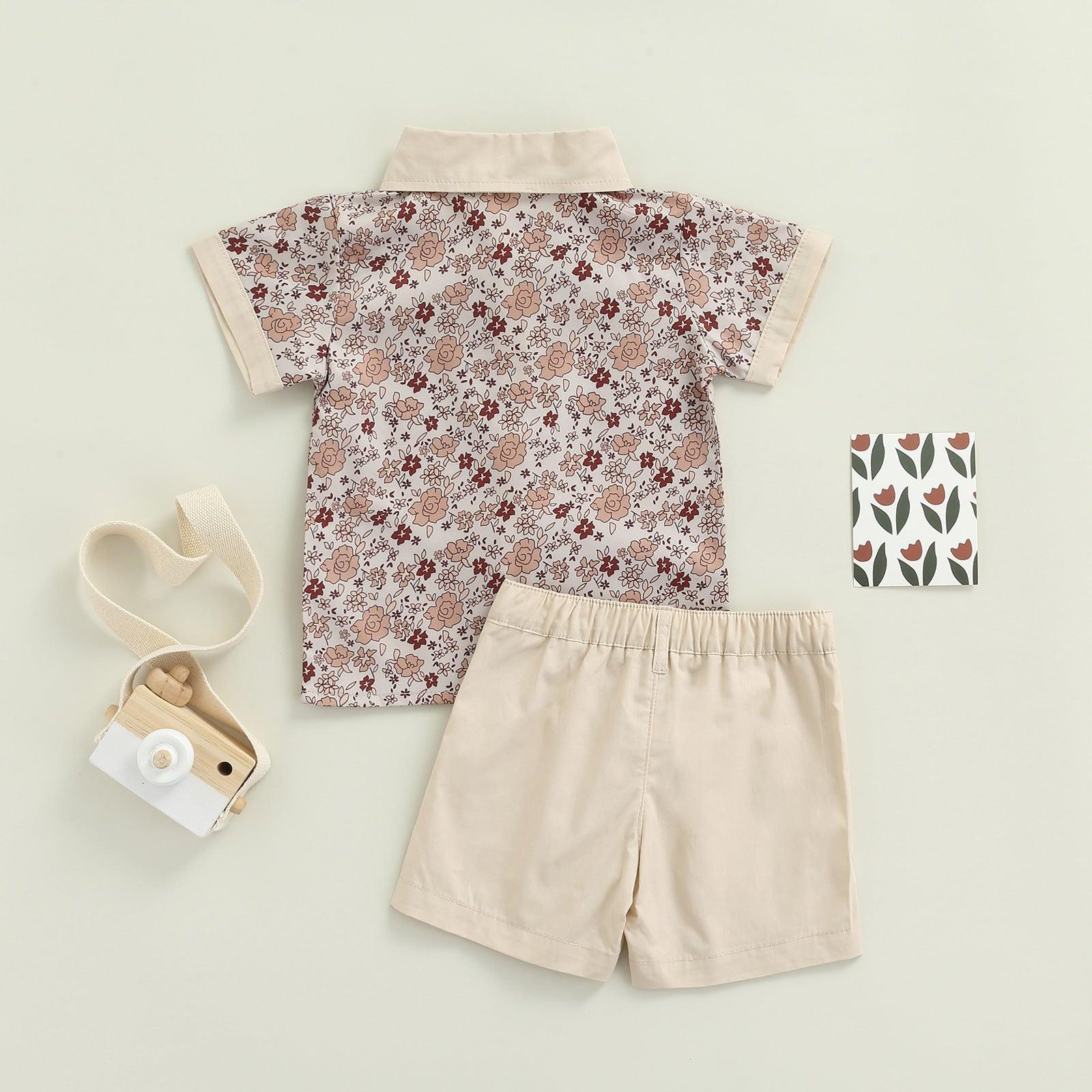 Baby Boy Short Sleeve Floral Shirt And Shorts Baby Outfit Sets