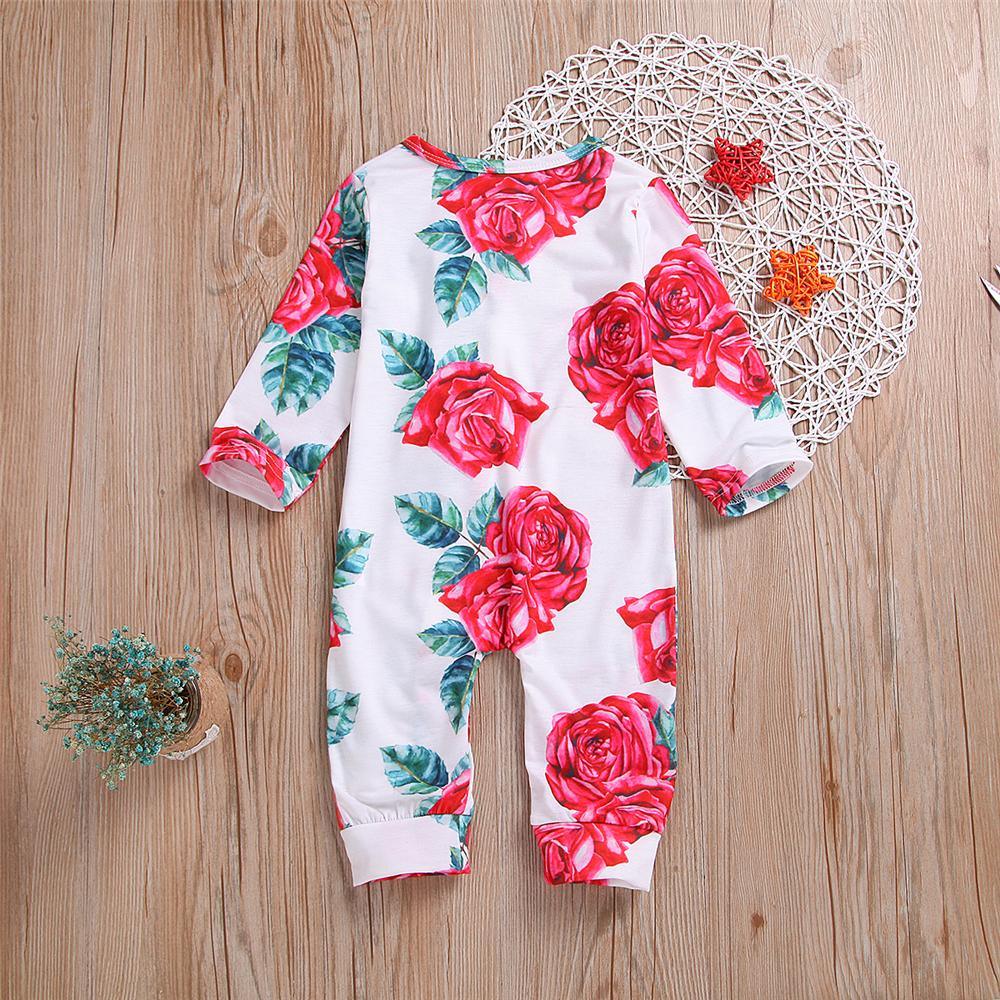 Baby Girls Floral Printed Long Sleeve Romper Wholesale Baby Clothes Suppliers