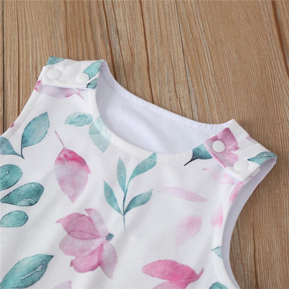 Baby Girls Floral Printed Sleeveless Romper Baby Summer Clothes