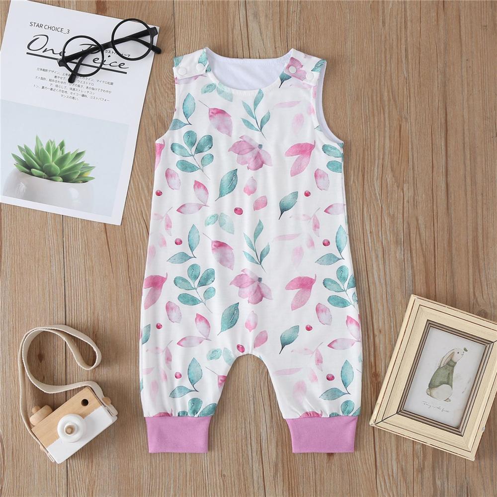 Baby Girls Floral Printed Sleeveless Romper Baby Summer Clothes