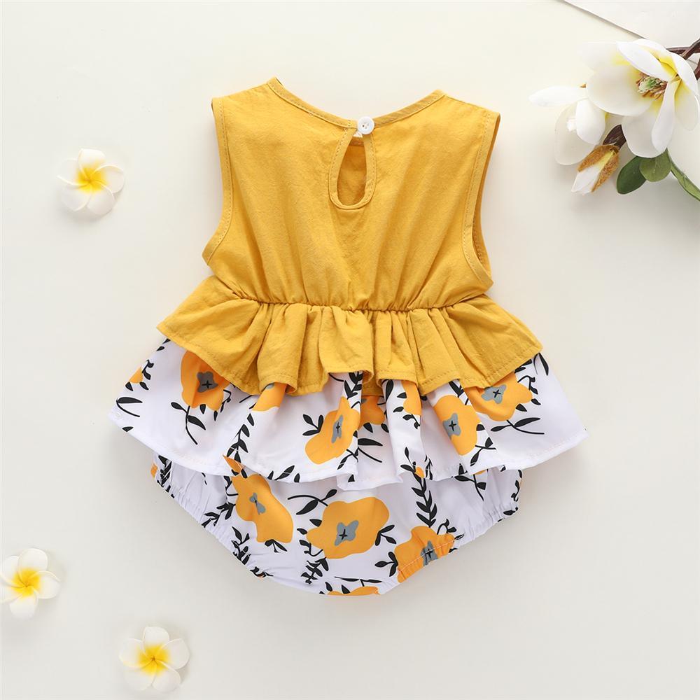 Baby Girls Floral Printed Sleeveless Romper Baby Wholesale clothes