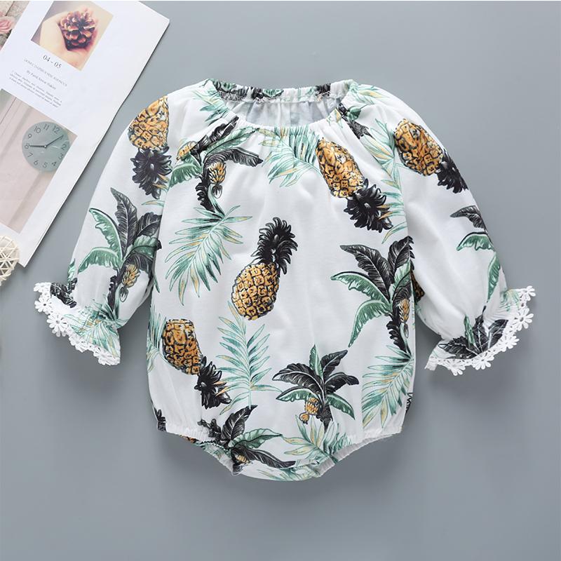 Baby Girls Fruit Print Long Sleeve Bodysuit & Ruffle Pants & Headband