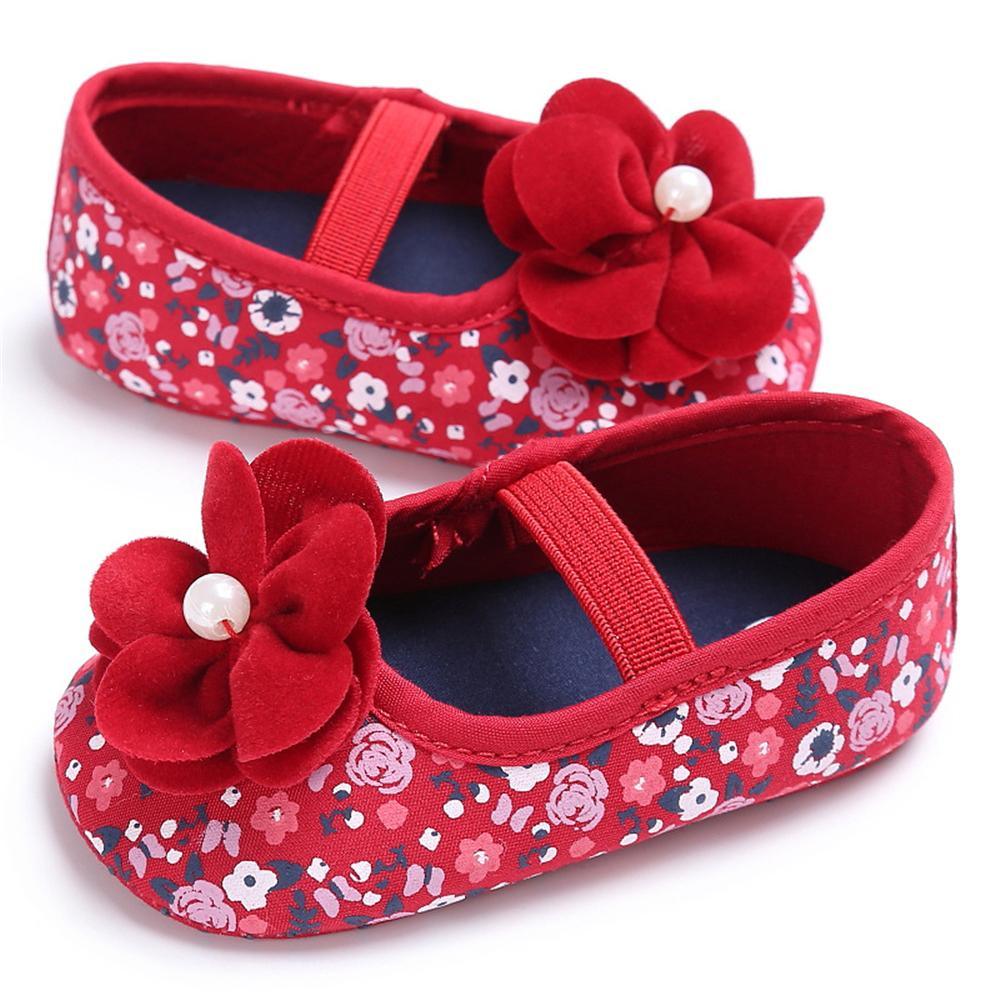 Baby Girls Flower Printed Slip On Shoes Wholesale