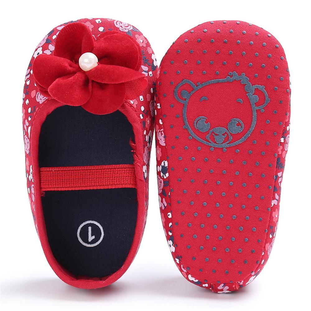 Baby Girls Flower Printed Slip On Shoes Wholesale