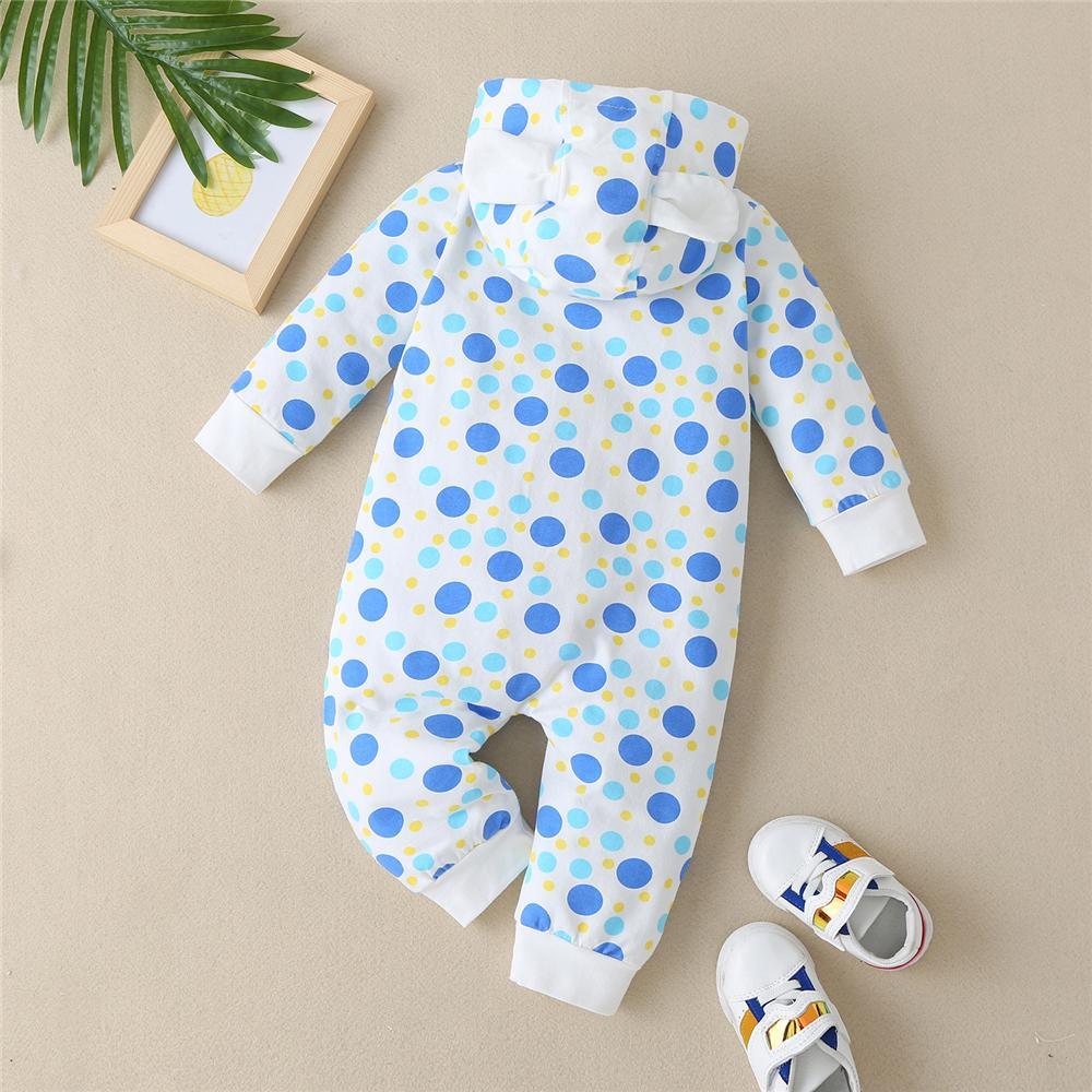 Baby Boys Hooded Long-Sleeve Polka Dot Romper Buy Baby Clothes Wholesale