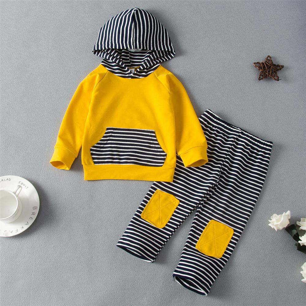 Baby Boys Hooded Striped Long Sleeve Top & Pants Baby Clothes Warehouse