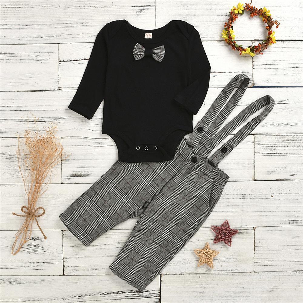 Baby Boys Knitted Long Sleeve Romper & Plaid Pants