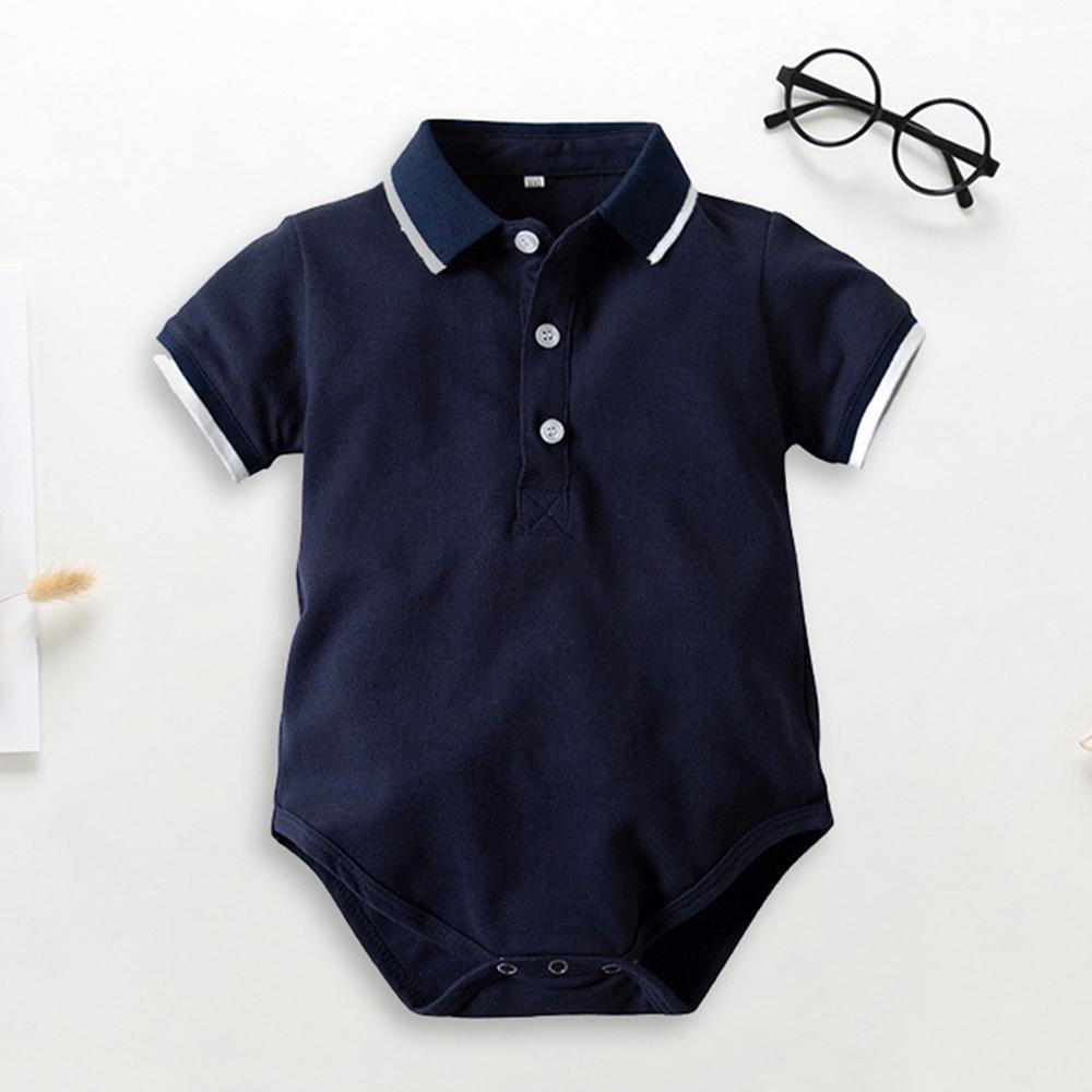 Baby Boys Lapel Short Sleeve Button Polo Romper Baby clothing vendors