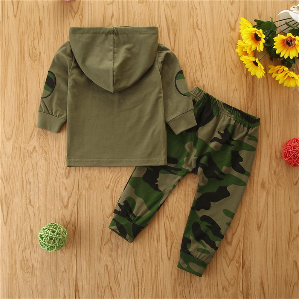 Baby Boy Letter Hooded Top & Camo Pants Baby Wholesale Clothing