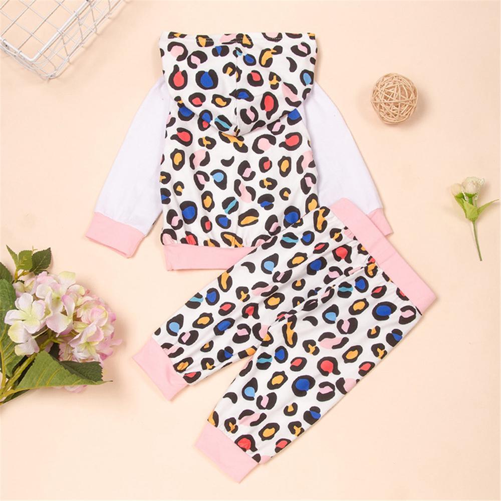 Baby Girl Letter Leopard Hooded Long Sleeve Top & Pants Baby Wholesale