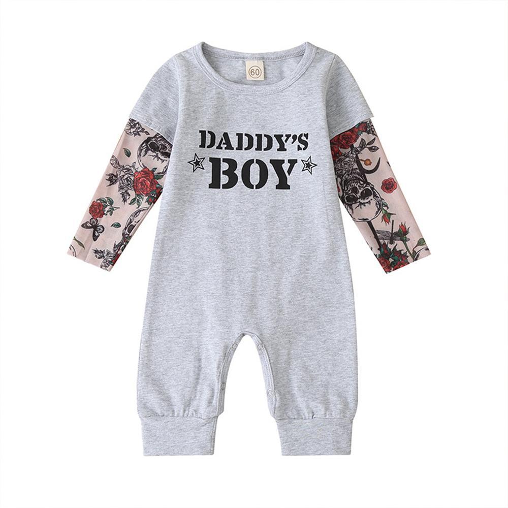 Baby Boys Letter Printed Long Sleeve Romper Cheap Cheap Bulk Baby Clothes