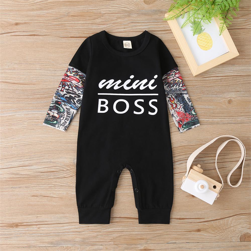 Baby Boys Letter Printed Long Sleeve Romper Cheap Cheap Bulk Baby Clothes