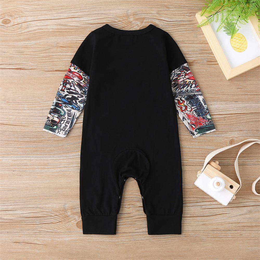 Baby Boys Letter Printed Long Sleeve Romper Cheap Cheap Bulk Baby Clothes