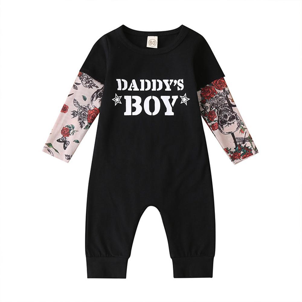 Baby Boys Letter Printed Long Sleeve Romper Cheap Cheap Bulk Baby Clothes