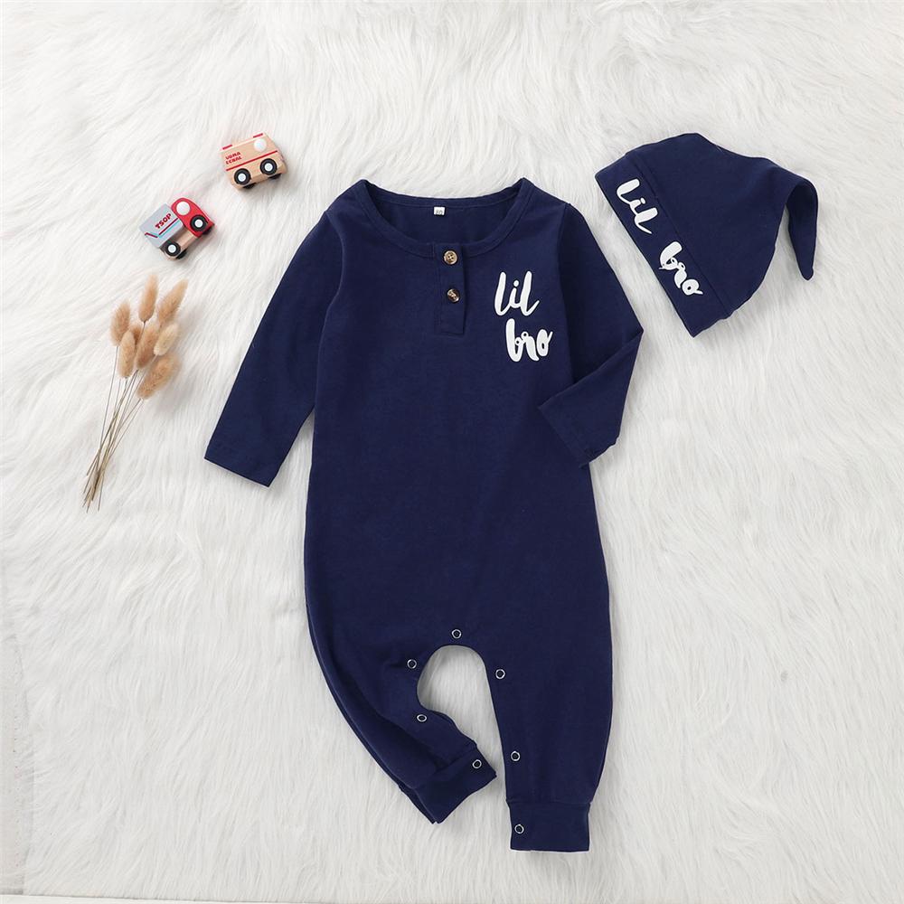 Baby Boys Letter Printed Long Sleeve Romper & Hats Baby Wholesales