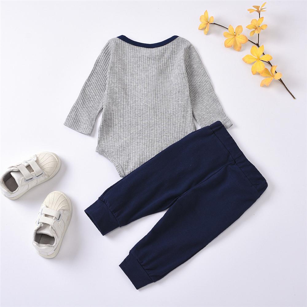 Baby Boys Long Sleeve Casual Solid Romper & Pants Wholesale Clothing Baby