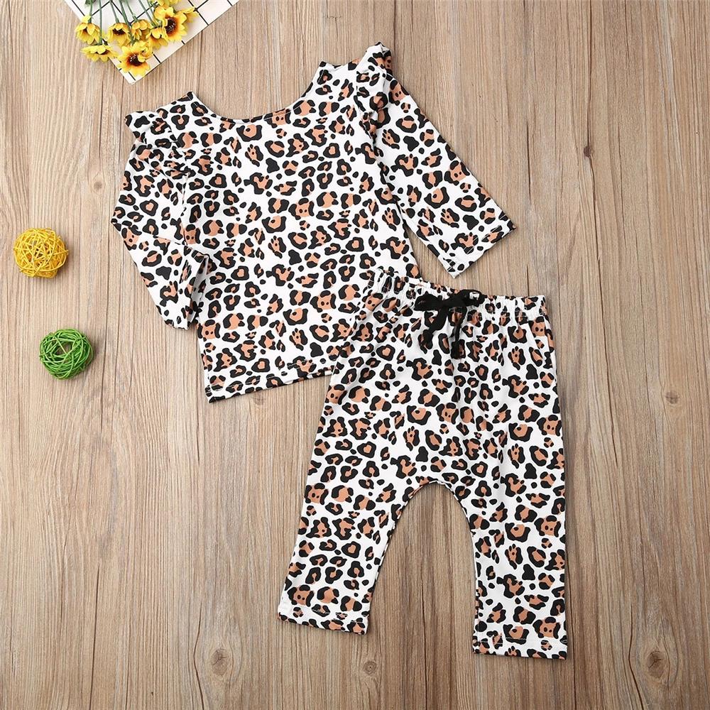 Baby Girl Long Sleeve Leopard Printed Top & Pants Baby Wholesale Clothing