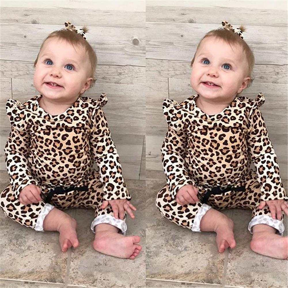 Baby Girl Long Sleeve Leopard Printed Top & Pants Baby Wholesale Clothing