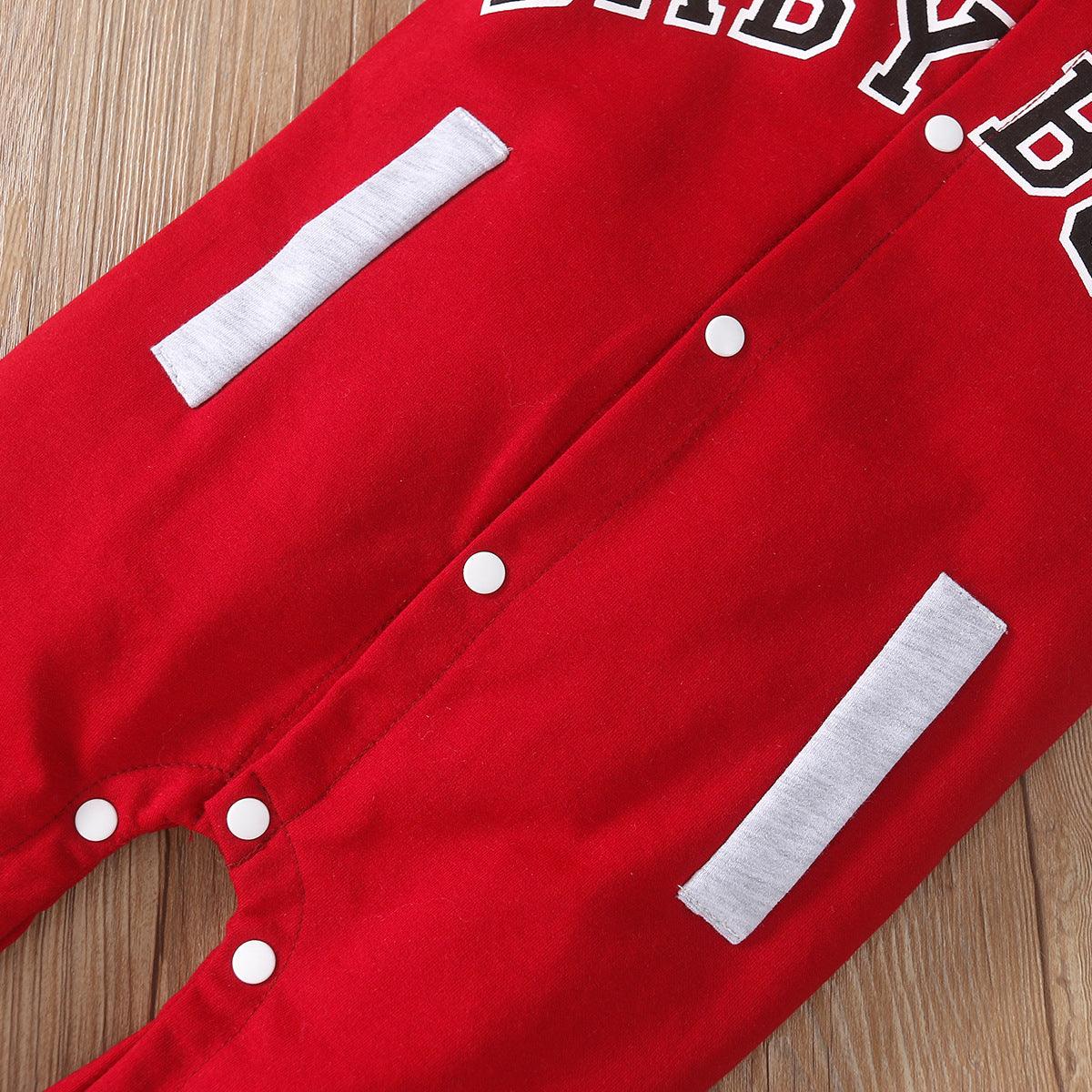 Baby Boys Long Sleeve Lettered Printed Bomber Jumpsuit