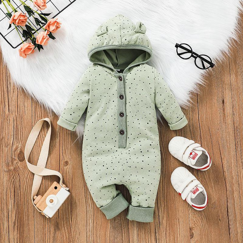 Baby Boys Girls Solid Long Sleeved Hoodie Jumpsuit