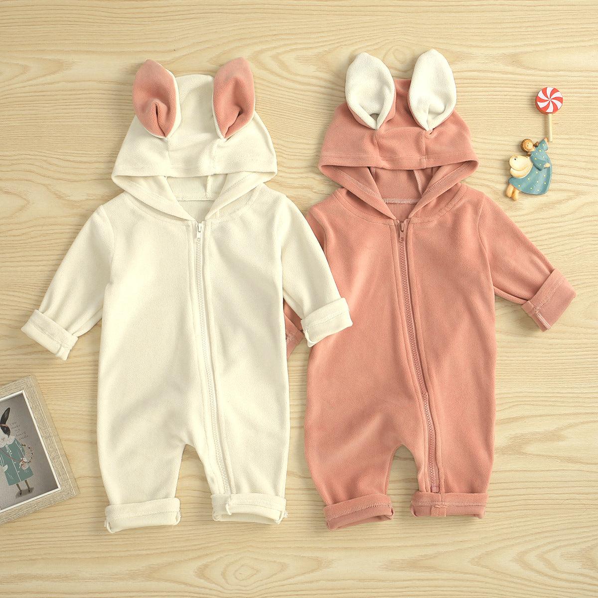 Baby Boys Girls Cute Rabbit Zipper Long Sleeve Jumpsuit